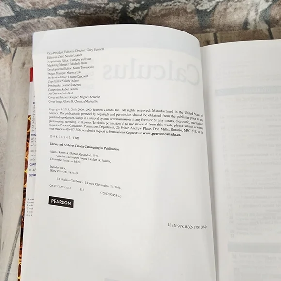 Calculus A Complete Course Eighth Edition Textbook Pearson 2013 Math - Picture 11 of 14